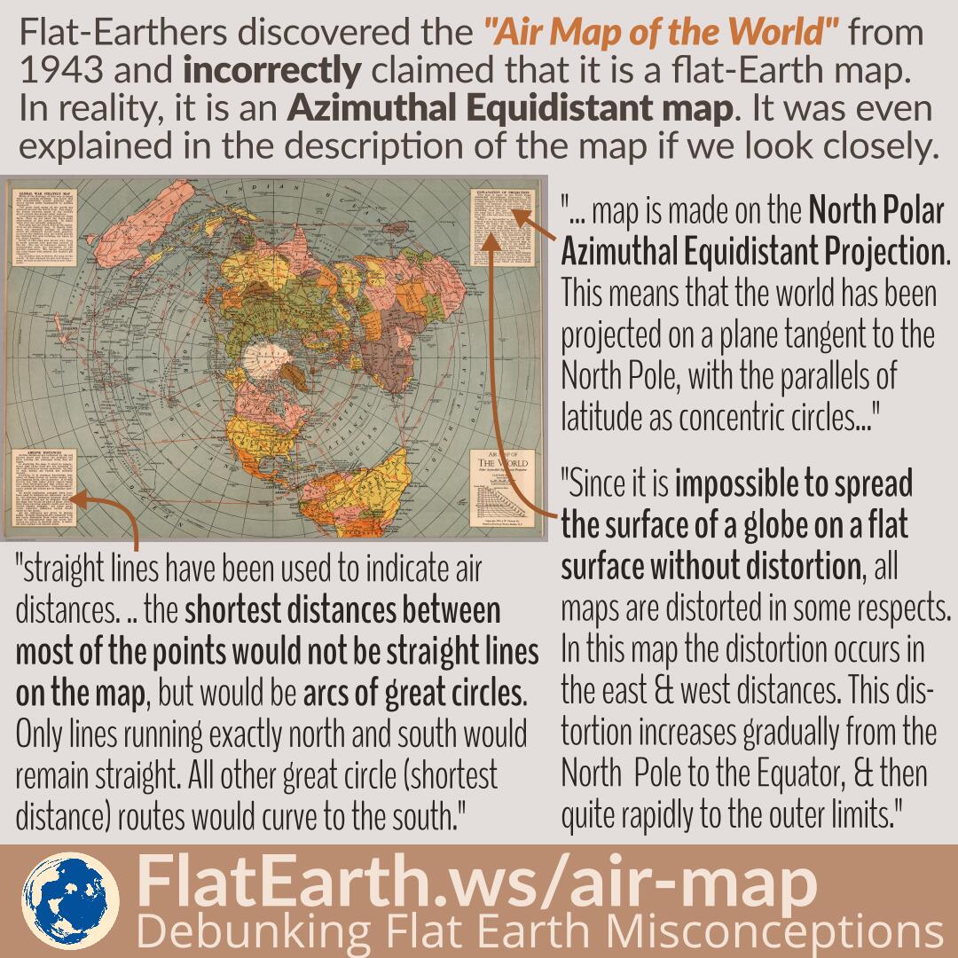Flat Earth Map Polar Azimuthal Equidistant Projection 1943 WWII Poster 16x24